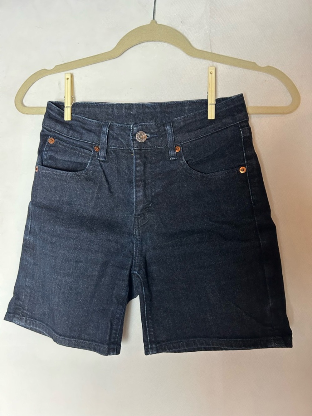 Levi's Black Denim Shorts with Red Logo Tab